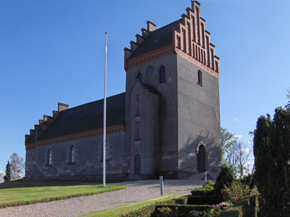 Gravsten på Herrested kirkegård. Vindinge herred. Svendborg amt.