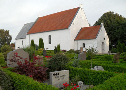 Gravsten på Lendum kirkegård. Horns herred. Hjørring amt.