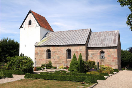 Gravsten på Nørbæk kirkegård. Sønderlyng herred. Viborg amt.