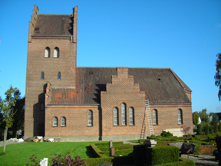 Gravsten på Rørdal kirkegård. Fleskum herred. Aalborg amt.