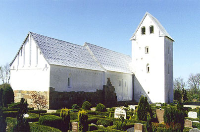 Gravsten på Sønder Bork kirkegård. Nørre Horne herred. Ringkøbing amt.