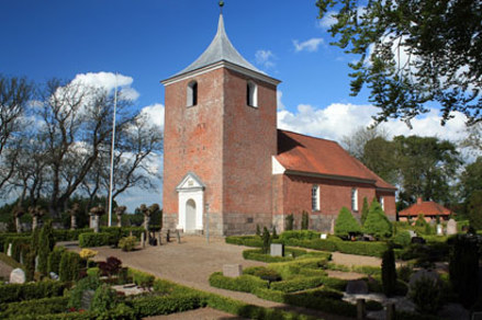 Gravsten på Sjørslev kirkegård. Lysgård herred. Viborg amt.
