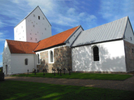 Gravsten på Skallerup kirkegård. Vennebjerg herred. Hjørring amt.