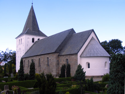 Gravsten på Skanderup kirkegård. Anst herred. Ribe amt.