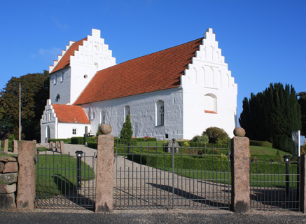 Gravsten på Veflinge kirkegård. Skovby herred. Odense amt.