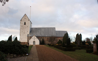 Gravsten på Vorde kirkegård. Nørlyng herred. Viborg amt.